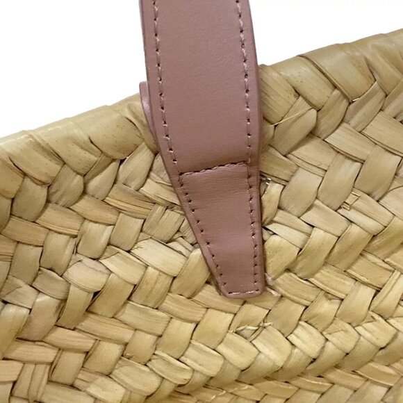 Auth CELINE Teen Triomphe Pannier - Beige Pink Beige Raffia Calf Skin Tote Bag - Picture 11 of 16